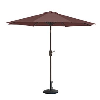 Westintrends 9 Ft. Outdoor/patio Crank And Tilt Umbrella With Freestanding Weight Base