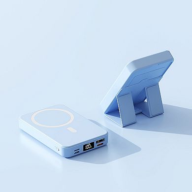 10000mAh Portable Magnetic Wireless Charge Power Bank w/ Phones Stand