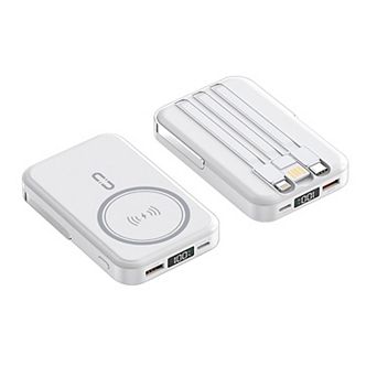 10000mAh Magnetic Power Bank w/ Stand- 3 Cables & Wireless Charging