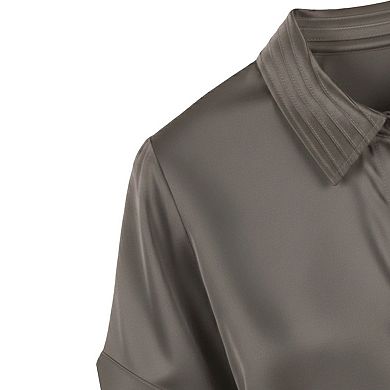 Women's Satin Short Sleeve Button Down Shirt