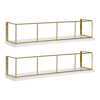 Benbrook Wood and Metal Wall Shelf Set