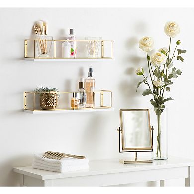 Benbrook Wood and Metal Wall Shelf Set