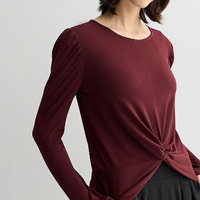 Women's Nine West Twist Front Long Sleeve Top