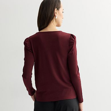 Women's Nine West Twist Front Long Sleeve Top