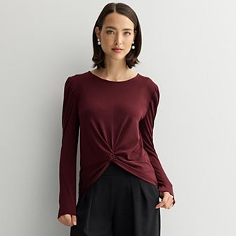 Women's Nine West Twist Front Long Sleeve Top