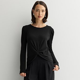 Women's Nine West Twist Front Long Sleeve Top