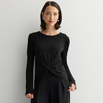 Women's Nine West Twist Front Long Sleeve Top