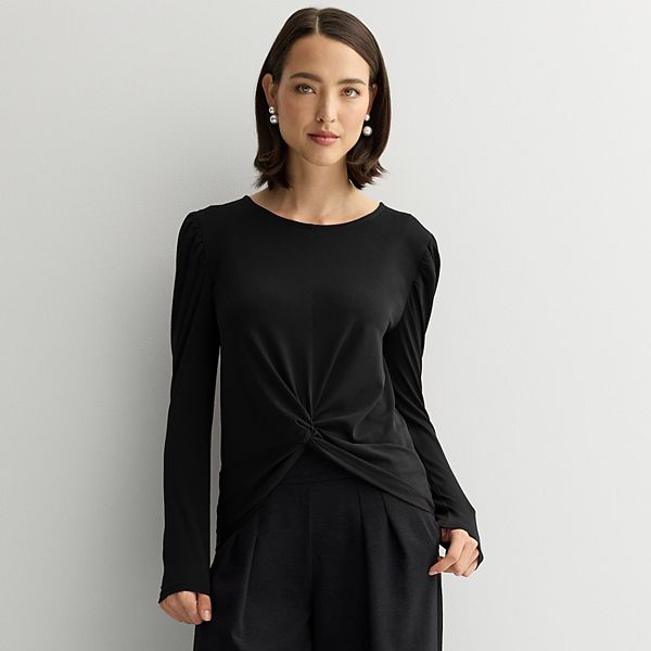Women's Nine West Twist Front Long Sleeve Top
