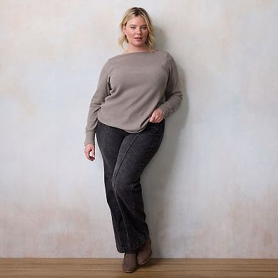 Plus Size LC Lauren Conrad Long Sleeve Boat Neck Tee