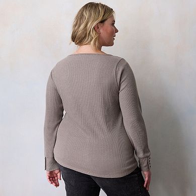 Plus Size LC Lauren Conrad Long Sleeve Boat Neck Tee