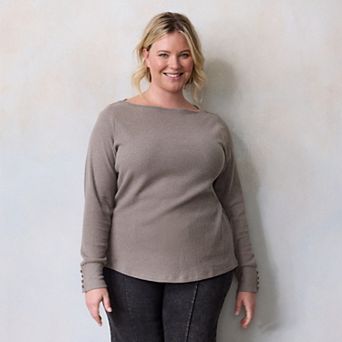 Plus Size LC Lauren Conrad Long Sleeve Boat Neck Tee