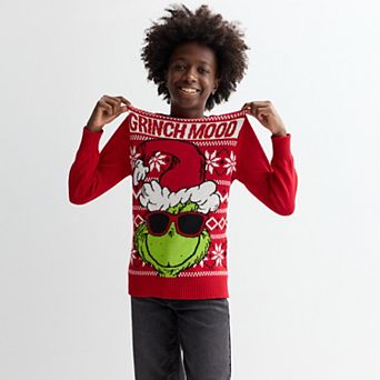 Boys 8-20 Dr. Seuss Grinch Mood Graphic Sweater
