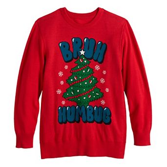 Boys 8-20 Bruh Humbug Christmas Tree Sweater