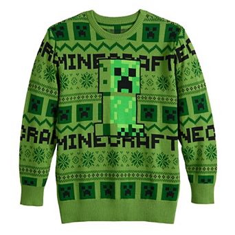 Boys 8-20 Minecraft Creeper Snow Attack Christmas Sweater