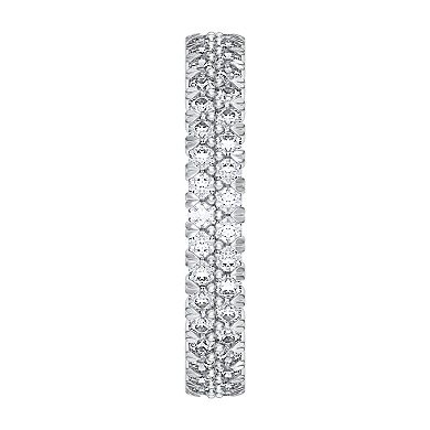 Galaxie Solaire 10k White Gold 1 Carat T.W. Lab-Grown Diamond Two-Row Eternity Ring