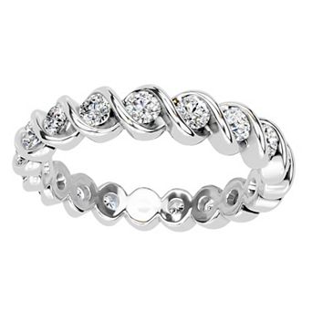 Galaxie Solaire 10k White Gold 1 Carat T.W. Lab-Grown Diamond Twist Eternity Ring