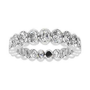 Galaxie Solaire 10k White Gold 2 Carat T.W. Lab-Grown Diamond Bezel Set Eternity Bands Ring