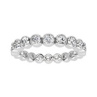 Galaxie Solaire 10k White Gold 1 Carat T.W. Lab-Grown Diamond Bezel Set Eternity Bands Ring