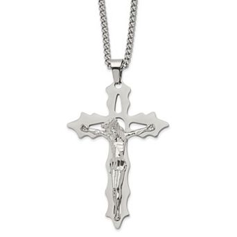 Men's Kristen Kesho Stainless Steel Cutout Crucifix Pendant Necklace