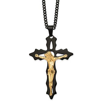 Men's Kristen Kesho Stainless Steel Cutout Crucifix Pendant Necklace