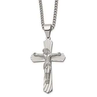 Men's Kristen Kesho Stainless Steel Crucifix Pendant Necklace