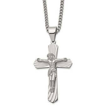 Men's Kristen Kesho Stainless Steel Crucifix Pendant Necklace