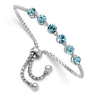 Kristen Kesho Sterling Silver Blue Crystal Adjustable Bracelet