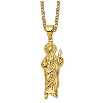 Men's Kristen Kesho Yellow Ion-Plated Stainless Steel Saint Jude Pendant Necklace