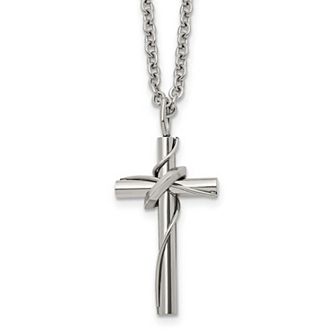 Kristen Kesho Stainless Steel Cross with Movable Ring Pendant Necklace