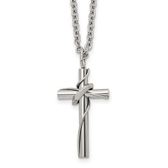Kristen Kesho Stainless Steel Cross with Movable Ring Pendant Necklace