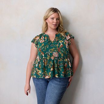 Plus Size LC Lauren Conrad Double Ruffle V-Neck Tank Top