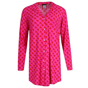 Not a Morning Person Women's Valentine Hearts Button Down Nightshirt