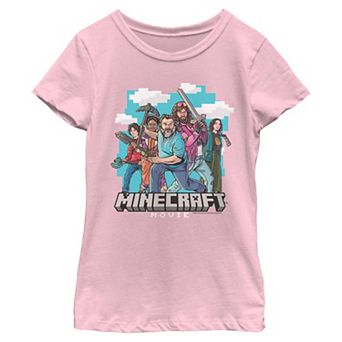 Girls 7-16 Minecraft Movie Character Poster Graphic Tee