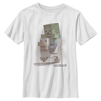 Boys 8-20 Minecraft Movie Chicken Jockey Sketch Graphic Tee
