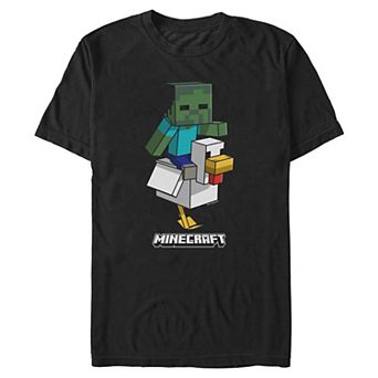 Men's Minecraft Movie Chicken Jockey In Action Graphic Tee
