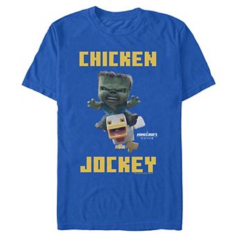 Men's Minecraft Movie Chicken Jockey Poster Graphic Tee