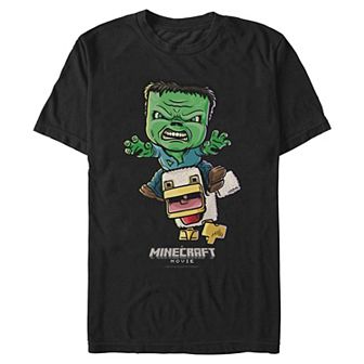 Men's Minecraft Movie Chicken Jockey Ready To Attack Graphic Tee