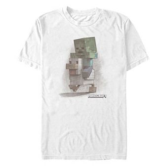 Big & Tall Minecraft Movie Chicken Jockey Sketch Graphic Tee