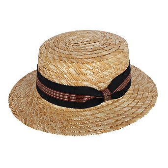 Epoch Hats Company Men's Wheat Straw Boater Hat with Black Striped Hatband