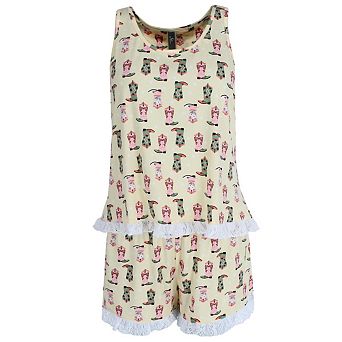 PJ Couture Women's Sleeveless Lacy Matching Short Set