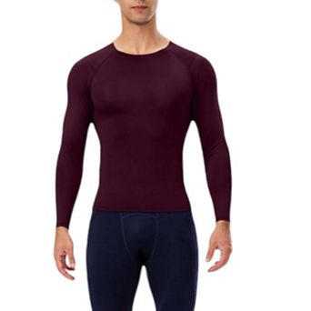 Mens Long Sleeve Compression Shirt with Crew Neck and Moisture-Wicking Stretch Fabric