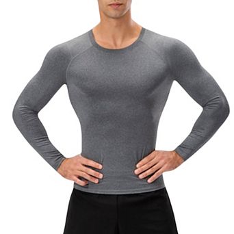 Mens Long Sleeve Compression Shirt with Crew Neck and Moisture-Wicking Stretch Fabric
