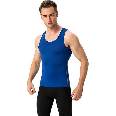 Mens Compression Tank Top with Scoop Neck Design and Slimming Body Shaper Fit