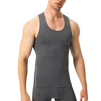 Mens Compression Tank Top with Scoop Neck Design and Slimming Body Shaper Fit