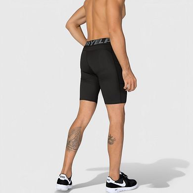 Mens Compression Fit Performance Shorts with Wide Waistband and Moisture-Wicking Stretch Fabric