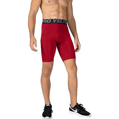 Mens Compression Fit Performance Shorts with Wide Waistband and Moisture-Wicking Stretch Fabric