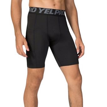 Mens Compression Fit Performance Shorts with Wide Waistband and Moisture-Wicking Stretch Fabric