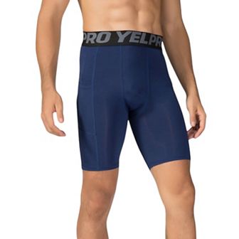 Mens Compression Fit Performance Shorts with Wide Waistband and Moisture-Wicking Stretch Fabric