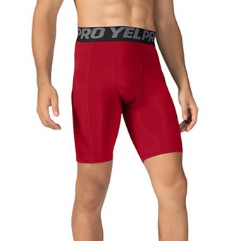 Mens Compression Fit Performance Shorts with Wide Waistband and Moisture-Wicking Stretch Fabric