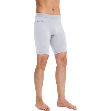 Mens Compression Biker Shorts with Side Pockets and Moisture-Wicking Stretch Fabric